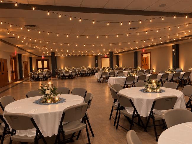 Warmly Lit Romantic Banquet Hall